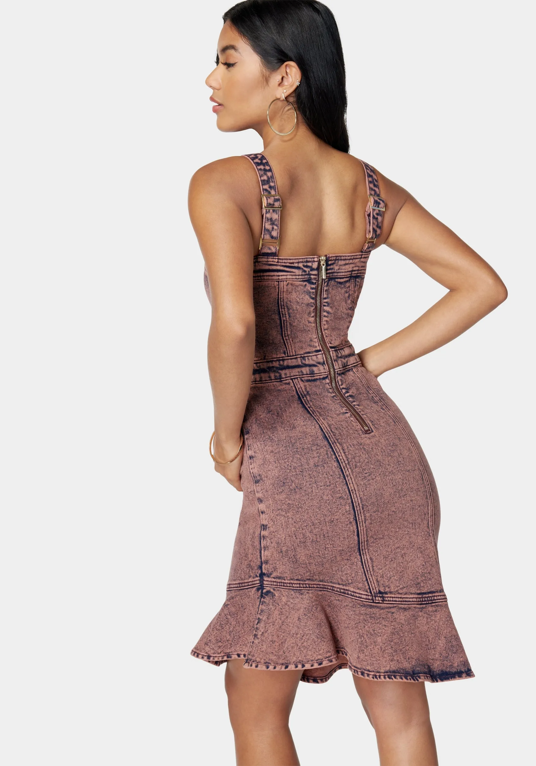 Asymmetric Hem Sleeveless Denim Dress sold by Bebe product image thumbnail 3