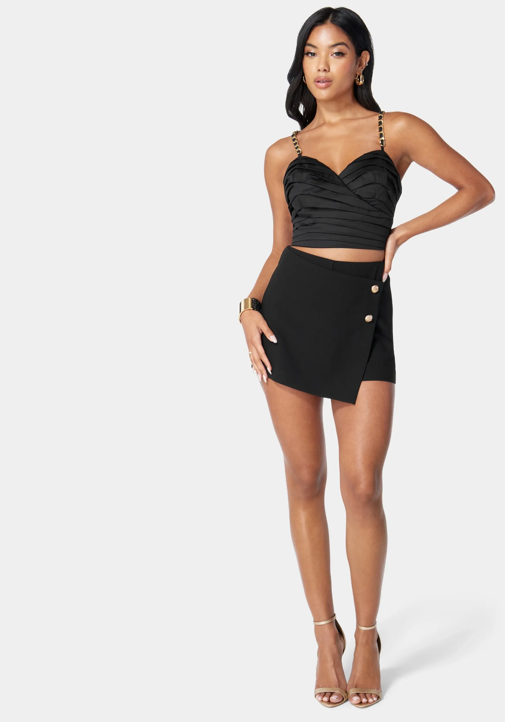 Asymmetric Button Detail Skort sold by Bebe product image thumbnail 2