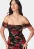 Off Shoulder Mesh Dress sold by Bebe