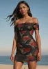 Off Shoulder Mesh Dress sold by Bebe