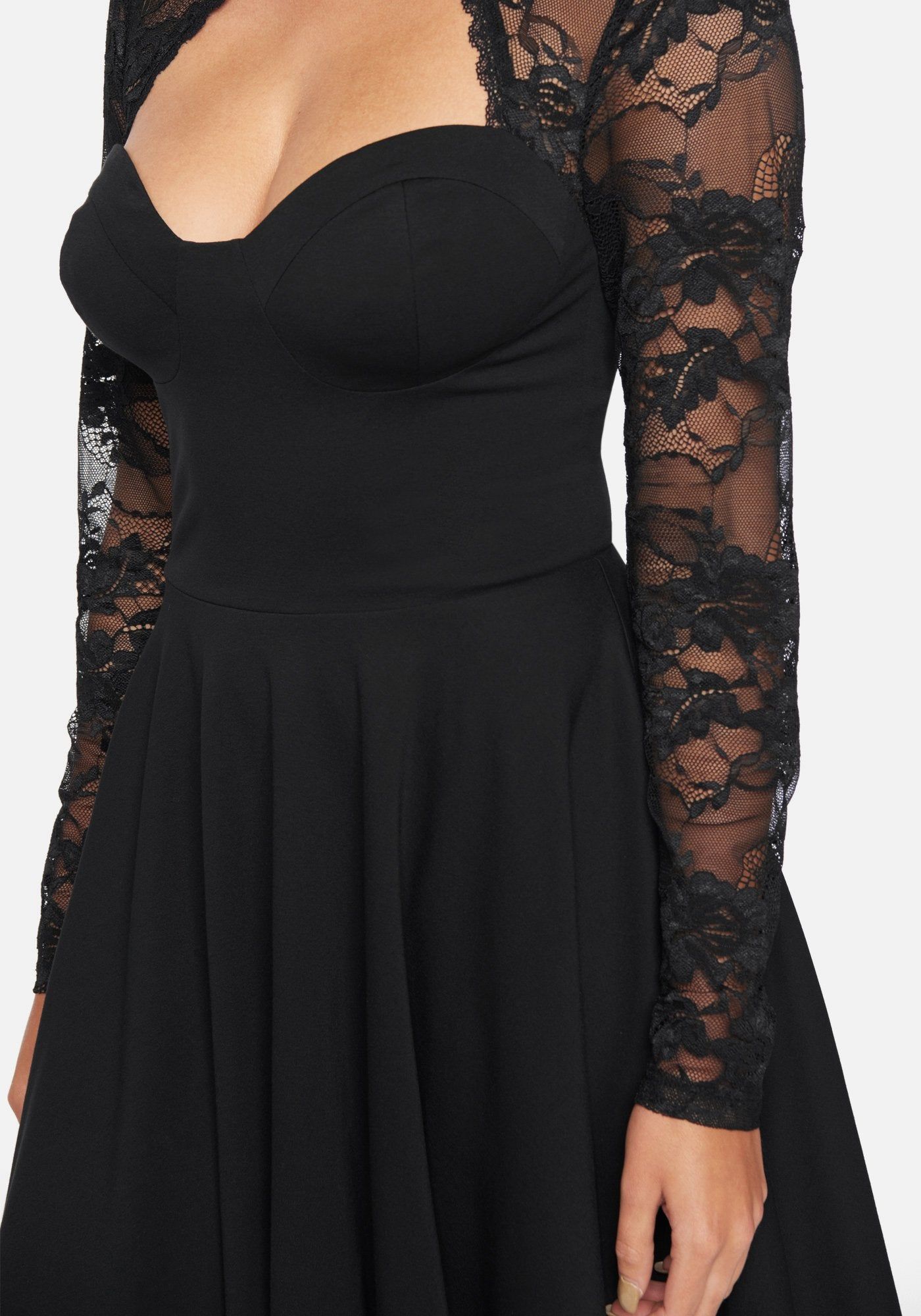 Long Sleeve Lace Flare Dress sold by Bebe product image thumbnail 3