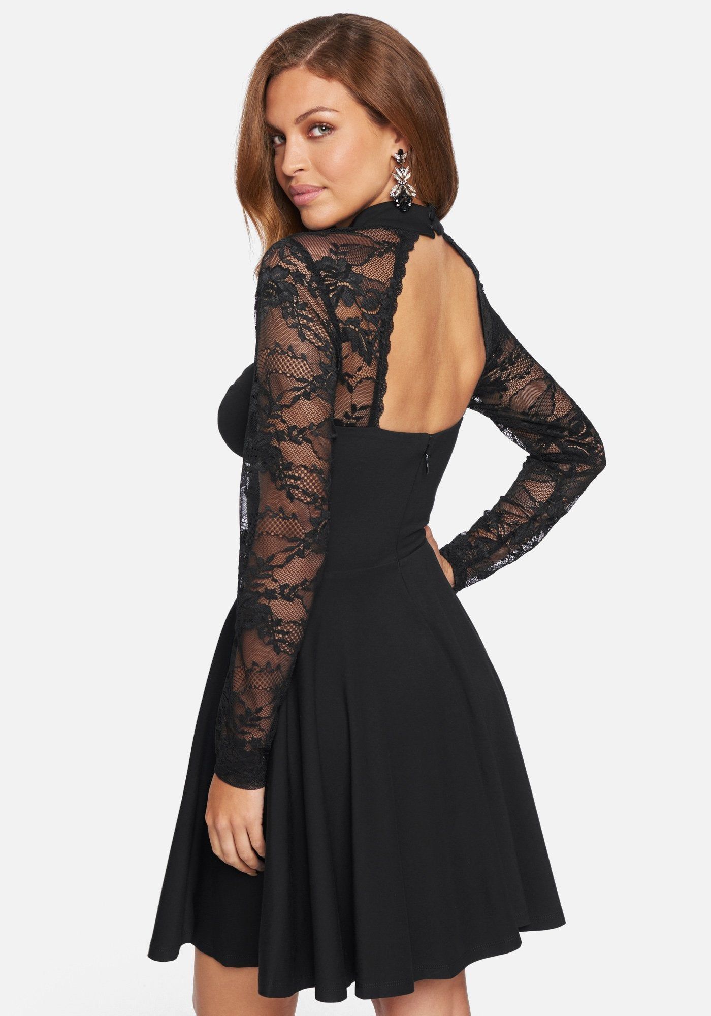 Long Sleeve Lace Flare Dress sold by Bebe product image thumbnail 2