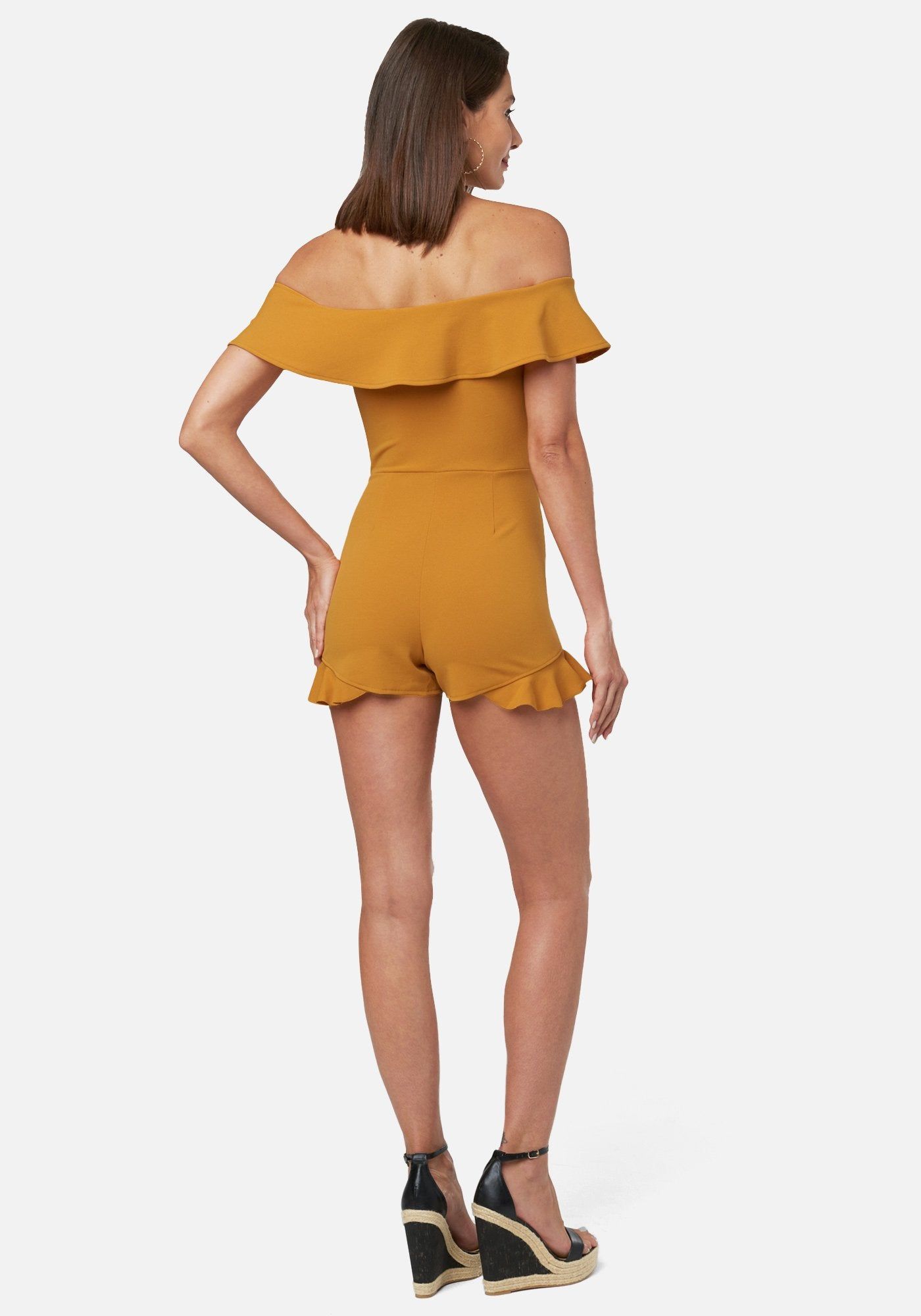 Ruffled Off Shoulder Romper sold by Bebe product image thumbnail 3