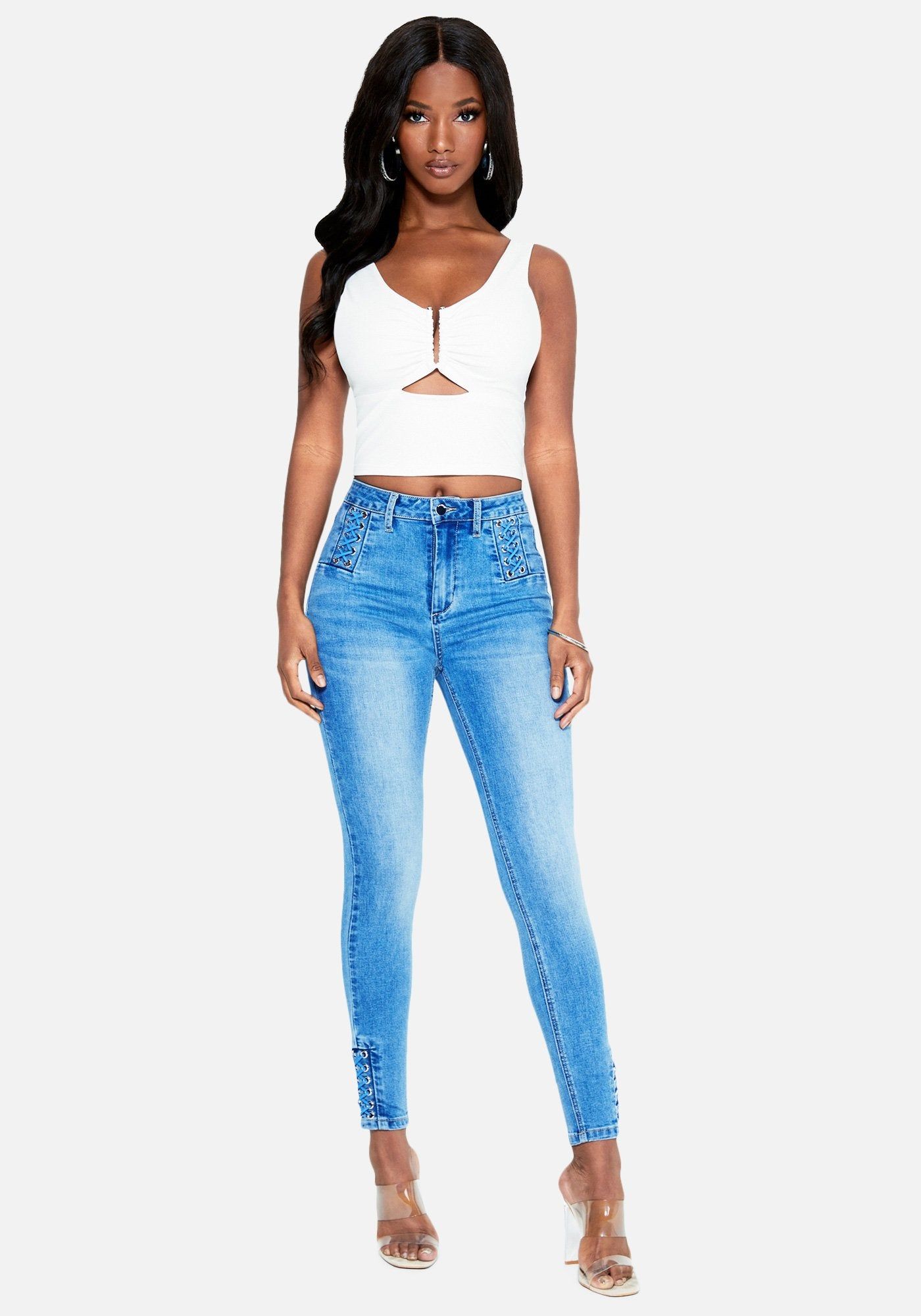 Lace Detail Skinny Jeans sold by Bebe product image thumbnail 2