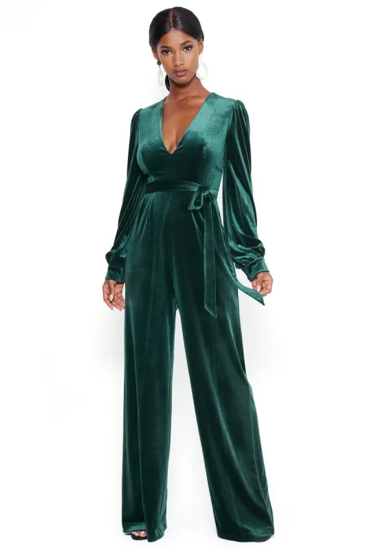 Velvet Deep V Jumpsuit sold by Bebe