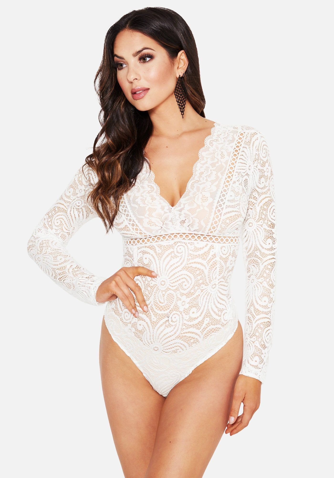 Scalloped Lace Bodysuit sold by Bebe product image thumbnail 2