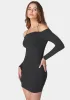 Off Shoulder Cross Neck Mini Dress sold by Bebe