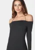 Off Shoulder Cross Neck Mini Dress sold by Bebe