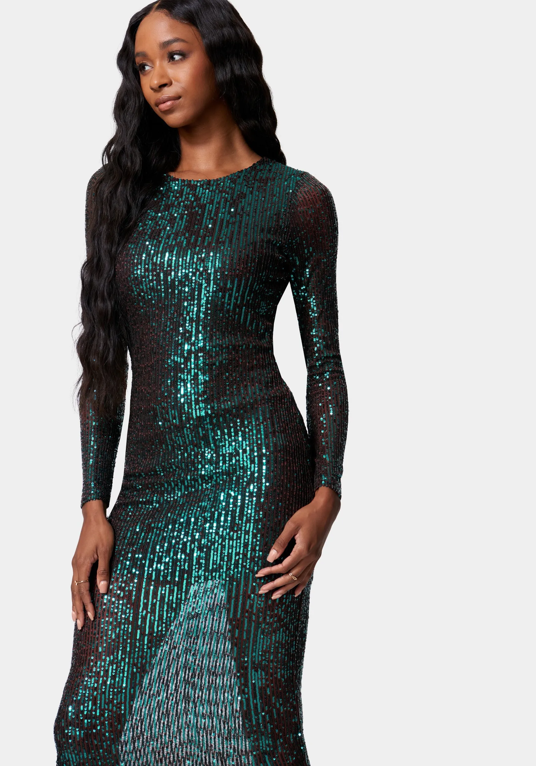 Sequin Cowl Back Midi Dress sold by Bebe product image thumbnail 2