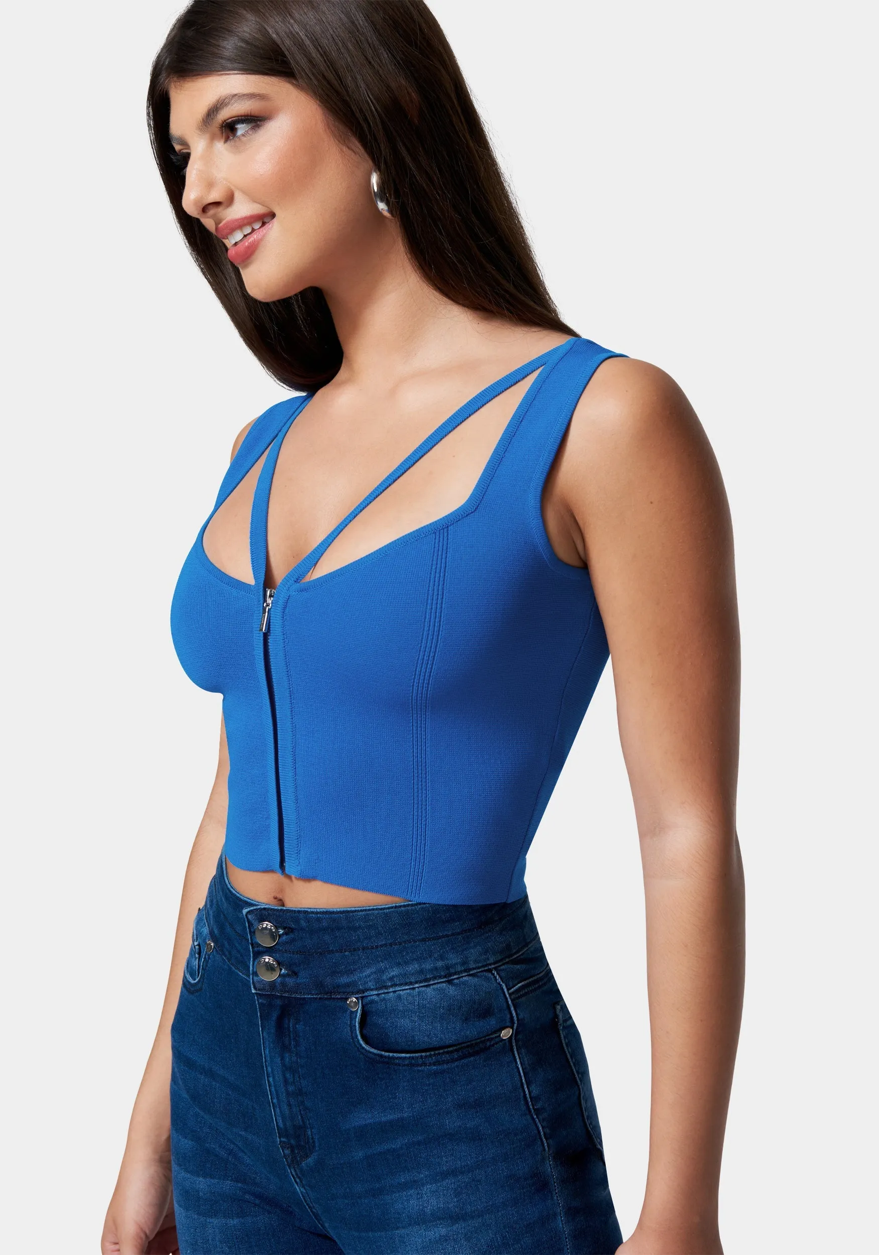 Zip Front Corset Sweater Top sold by Bebe product image thumbnail 2