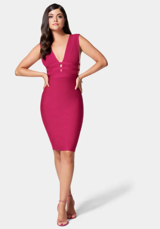Plunge Neck Bandage Dress sold by Bebe