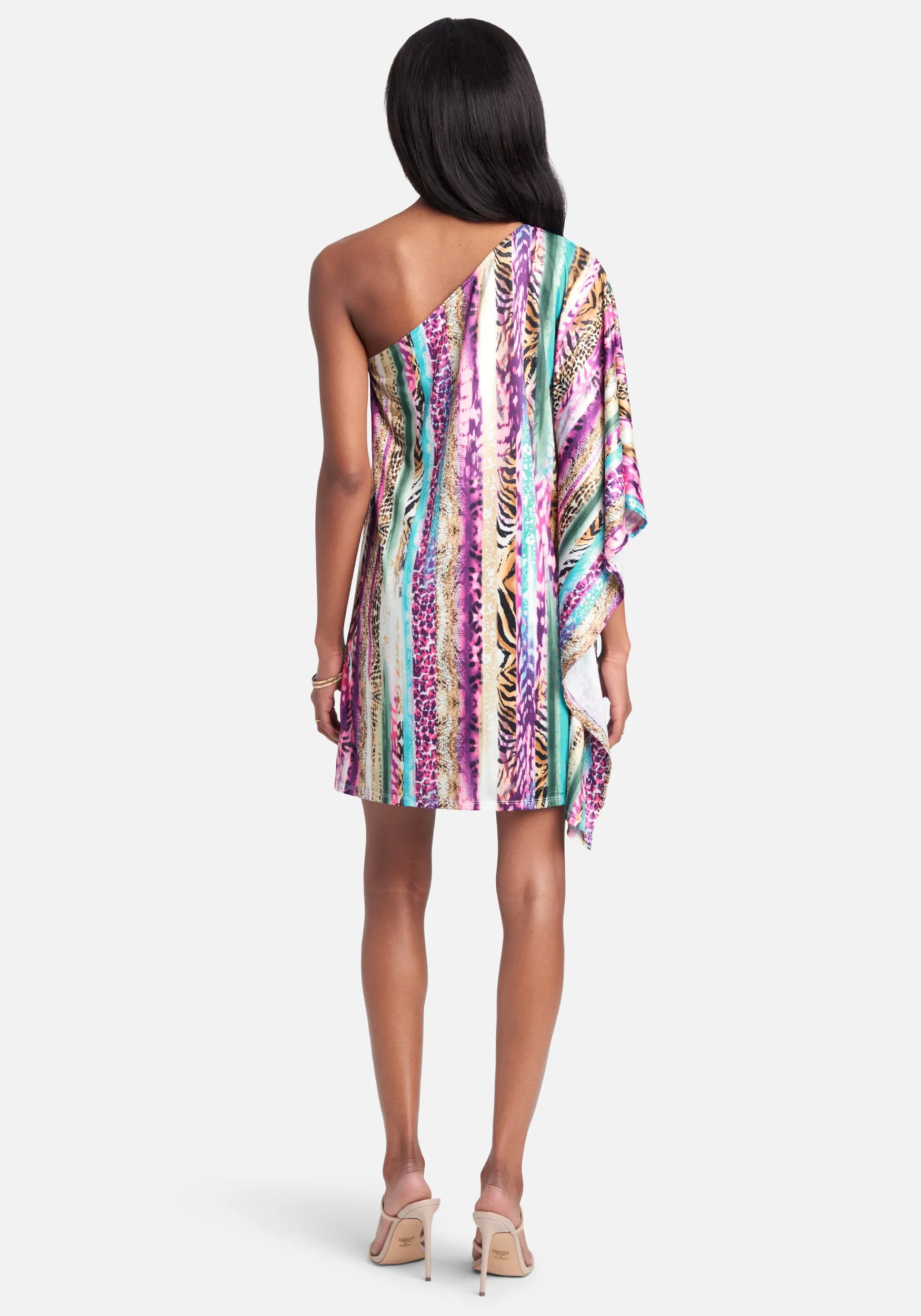 One Shoulder Printed Flowy Dress sold by Bebe product image thumbnail 3