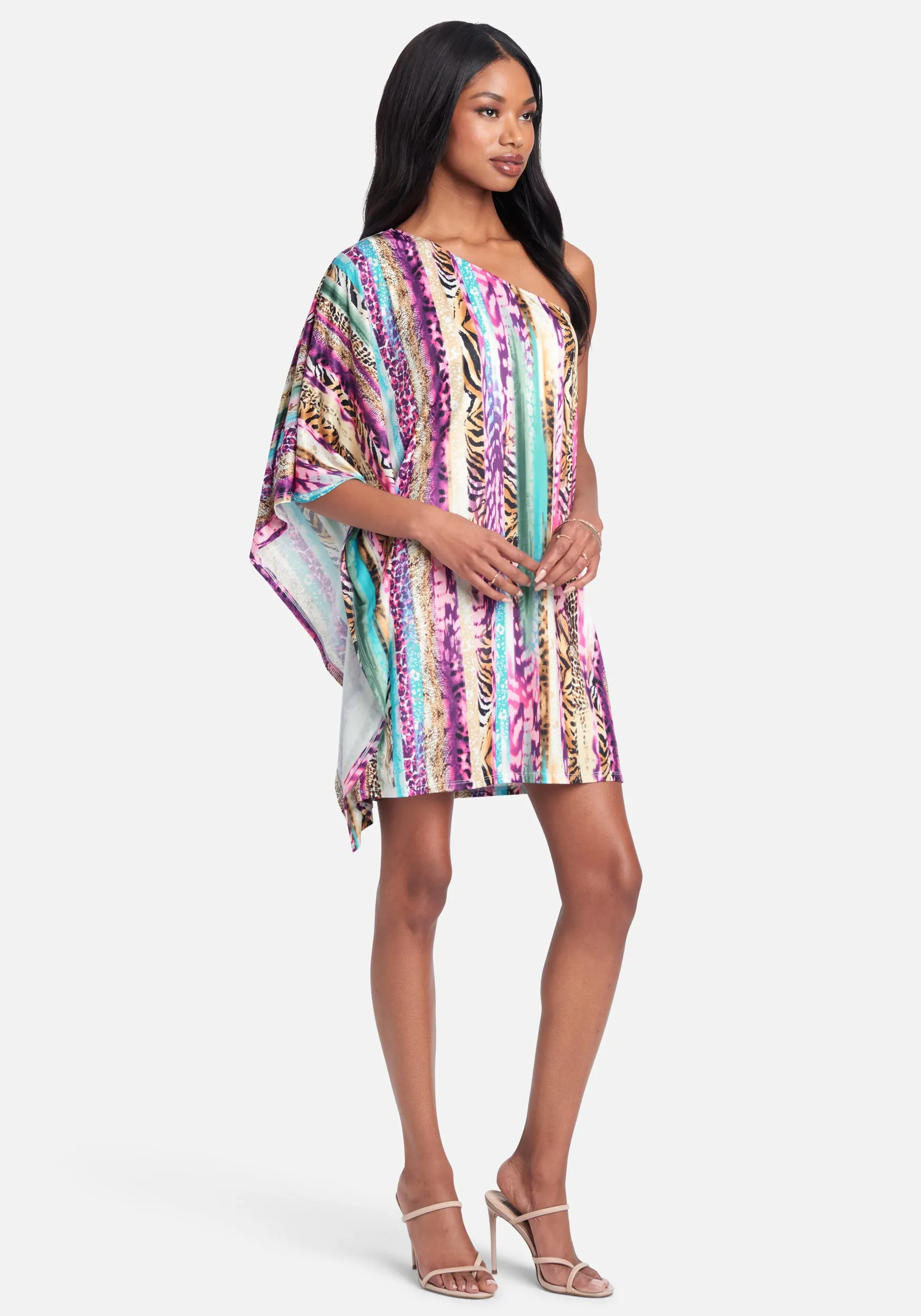 One Shoulder Printed Flowy Dress sold by Bebe product image thumbnail 2