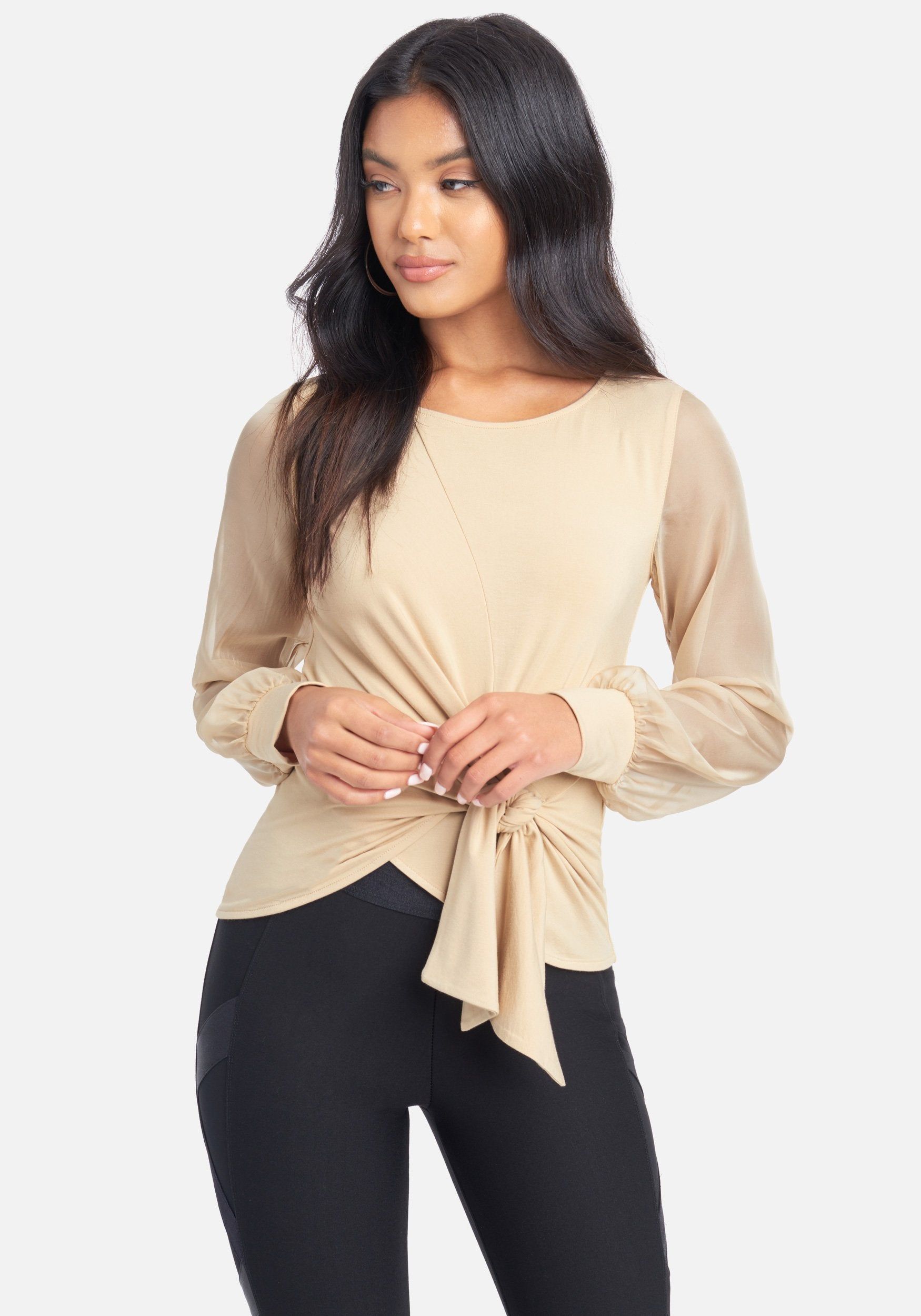 Chiffon Sleeve Wrap Top sold by Bebe