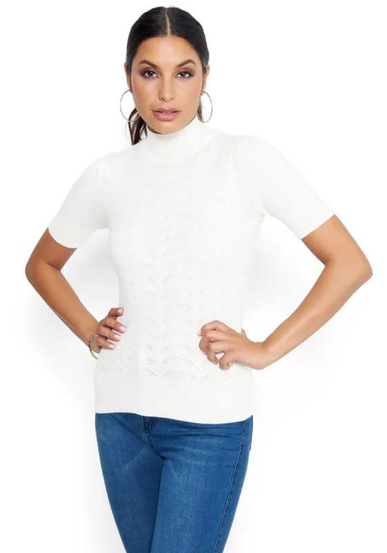 Puff Sleeve Turtleneck Sweater sold by Bebe
