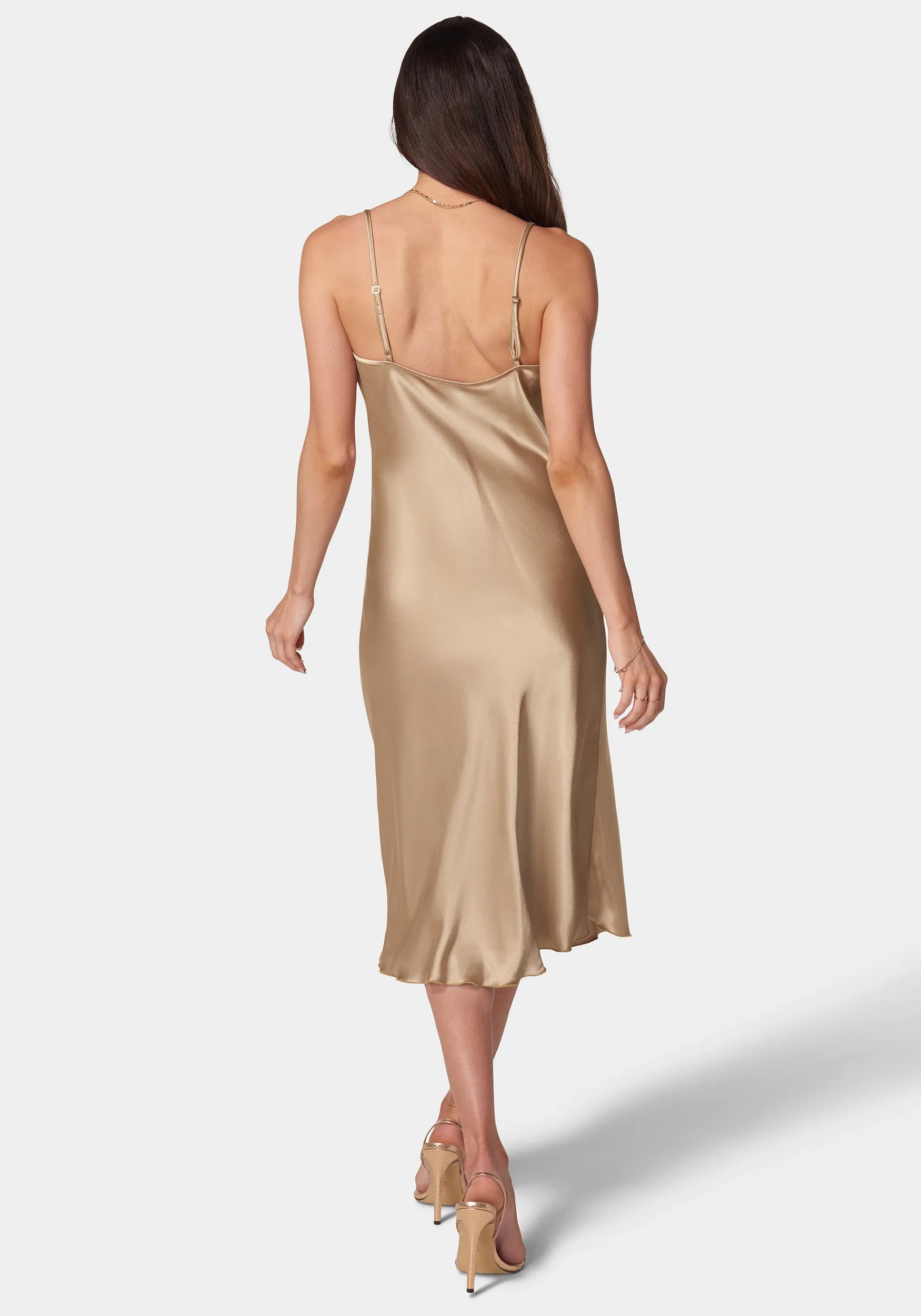 Satin Cowl Neck Slip Midi Dress sold by Bebe product image thumbnail 3