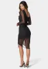 Long Sleeve Mesh Ruched Dress sold by Bebe