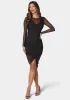 Long Sleeve Mesh Ruched Dress sold by Bebe