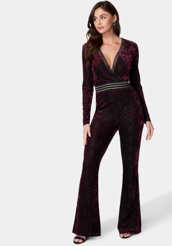 Velvet Burnout Jumpsuit sold by Bebe