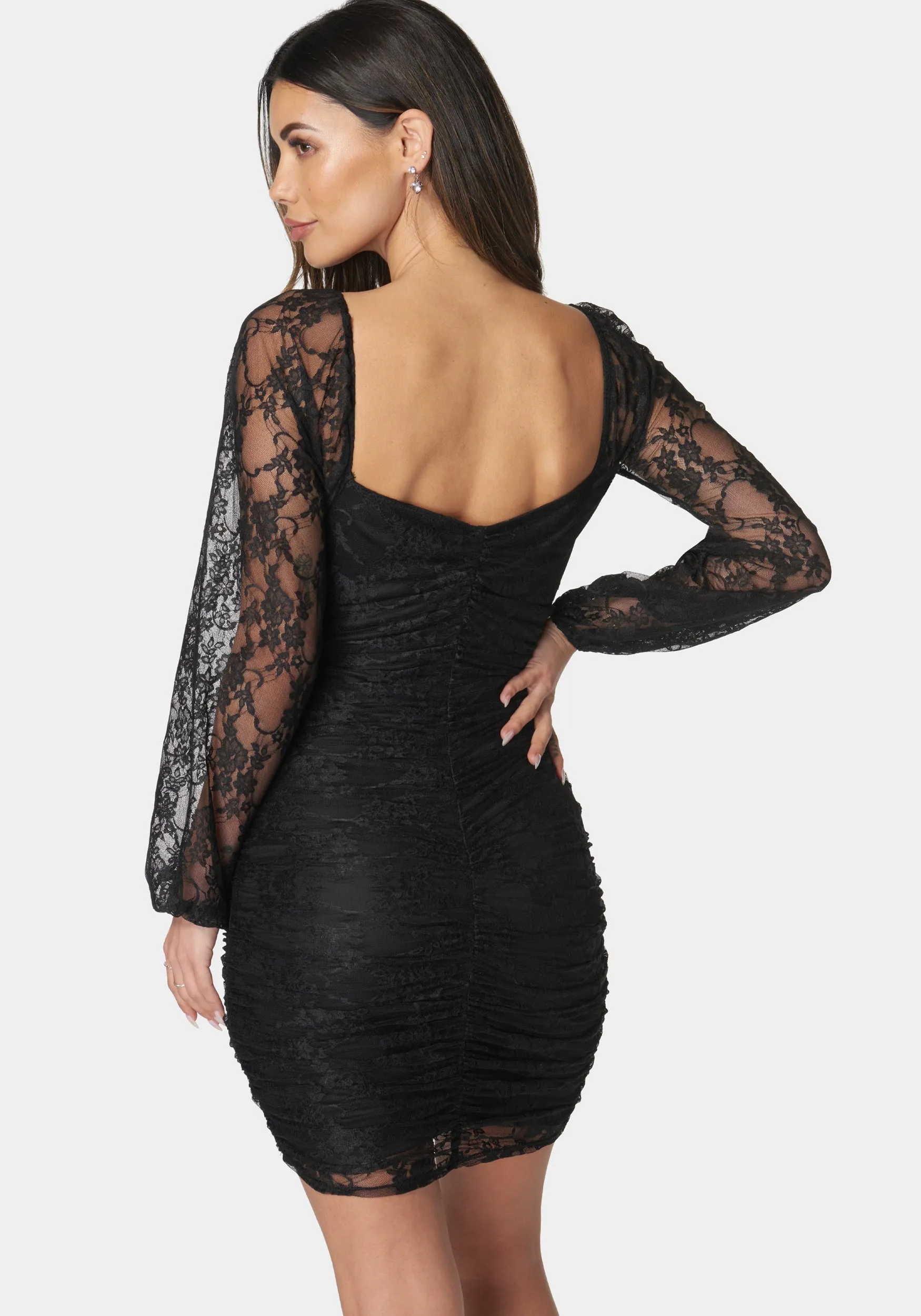 Lace Square Neck Ruch Dress sold by Bebe product image thumbnail 3