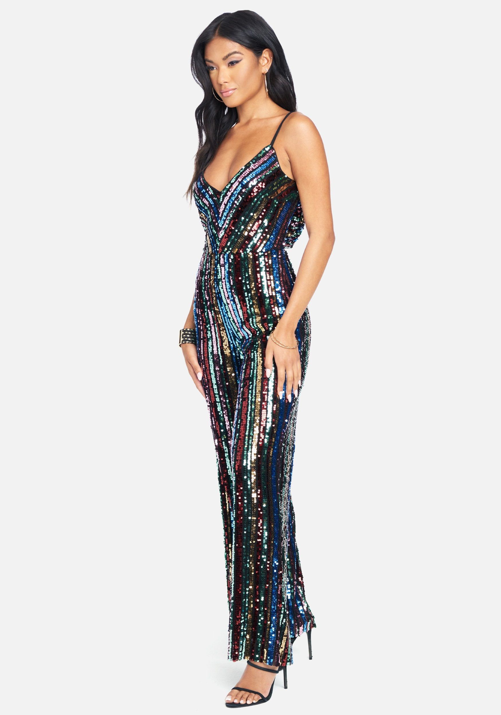 Sequin Cowl Back Jumpsuit sold by Bebe product image thumbnail 2
