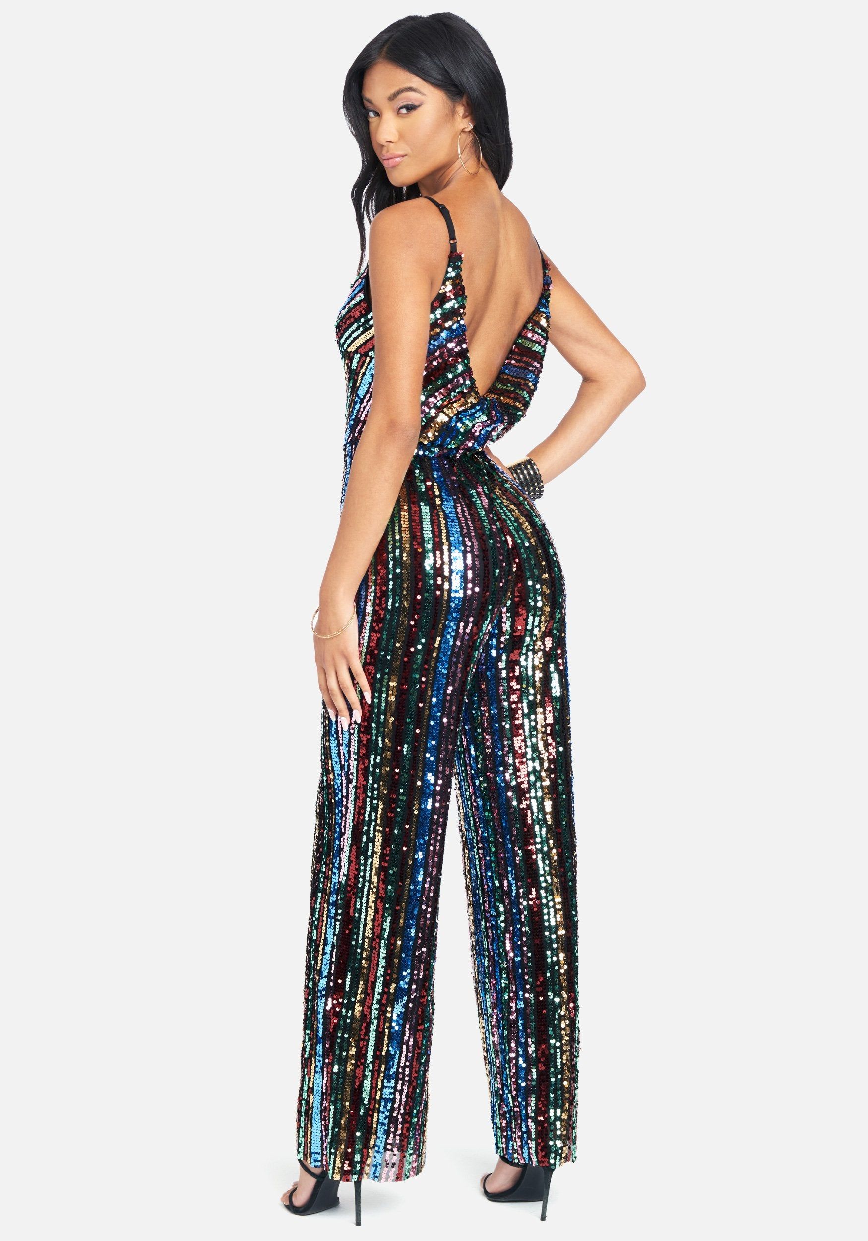 Sequin Cowl Back Jumpsuit sold by Bebe product image thumbnail 3