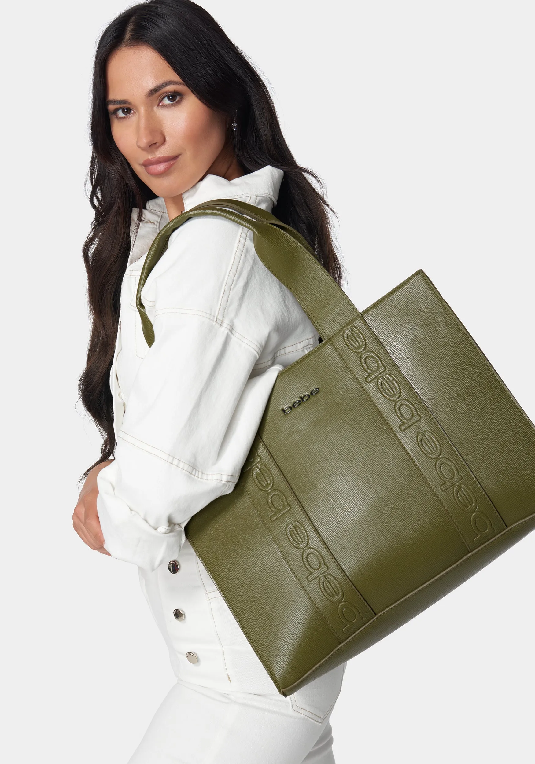 Hana Polyurethane Tote sold by Bebe