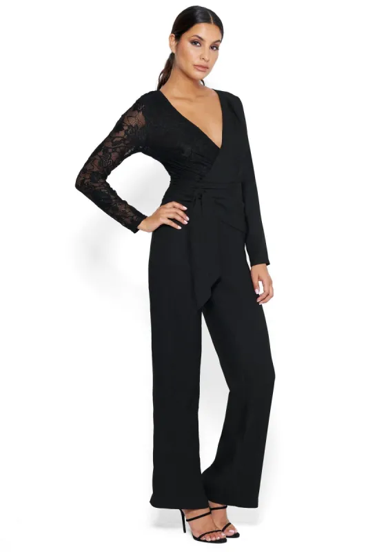 Mixed Wrap Jumpsuit sold by Bebe