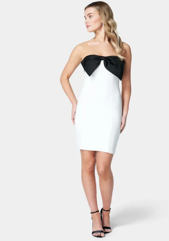 Strapless Bow Open Back Dress sold by Bebe