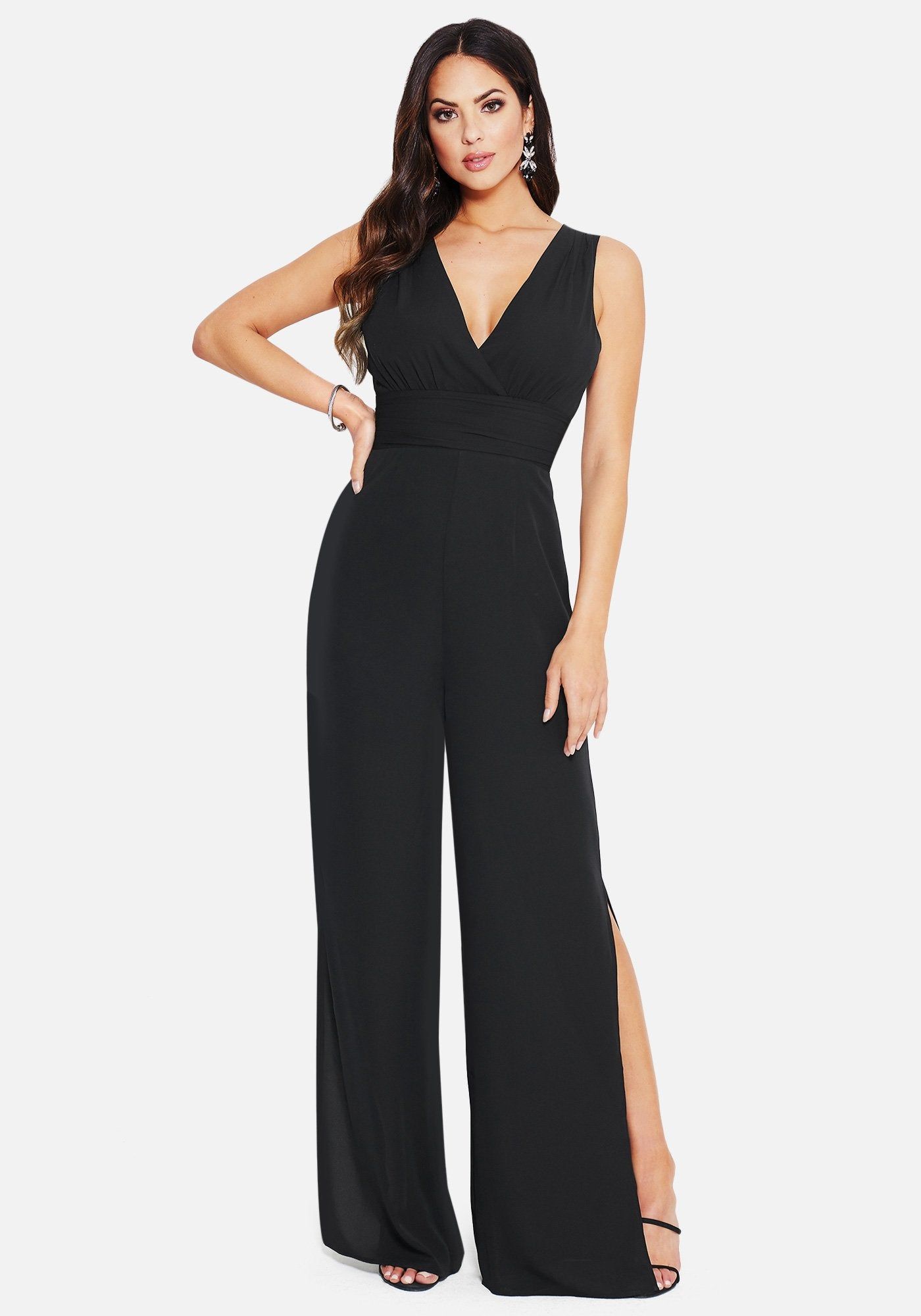 Wide Leg Front Slit Jumpsuit sold by Bebe