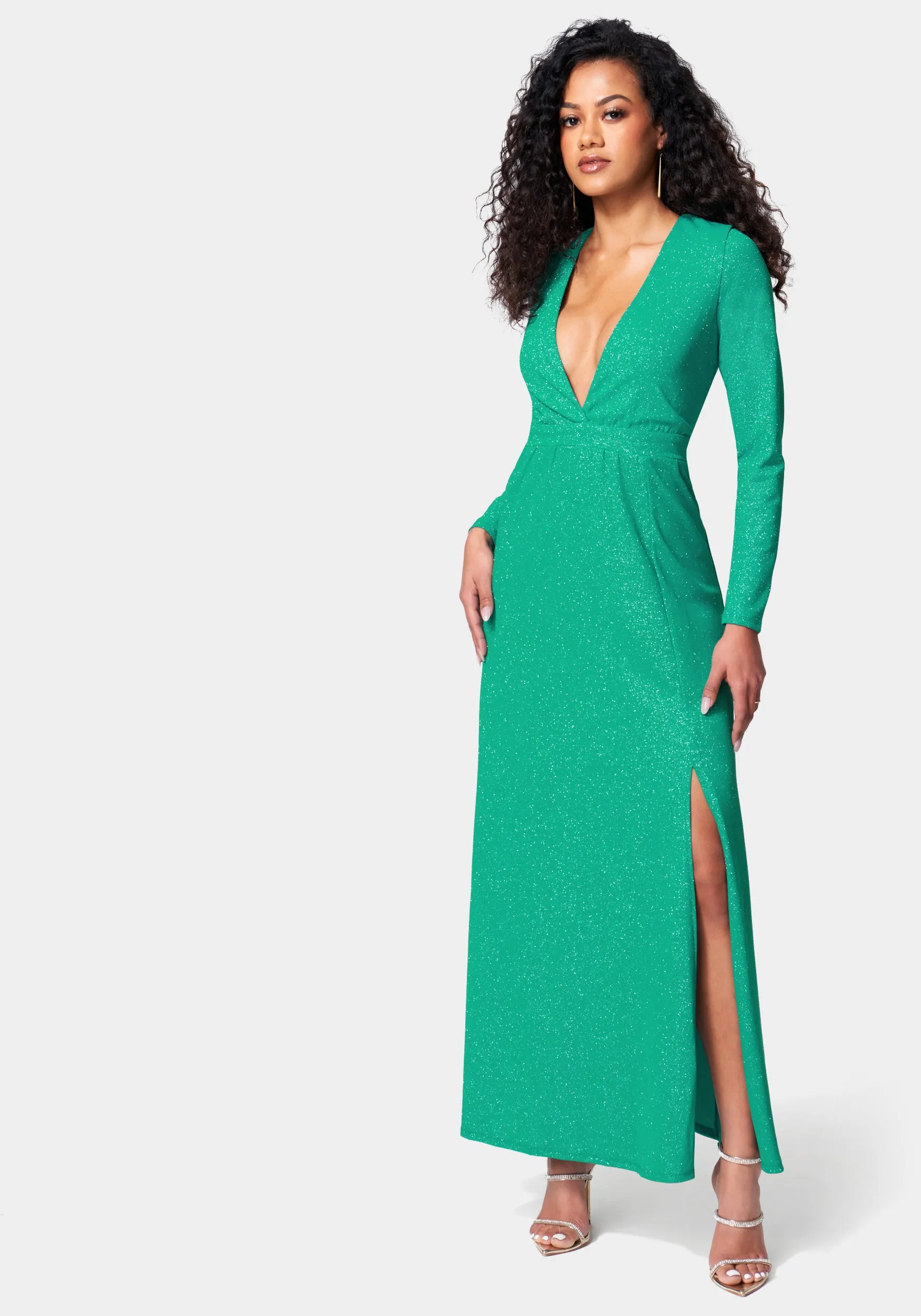 Lurex Deep V Maxi Dress sold by Bebe product image thumbnail 2