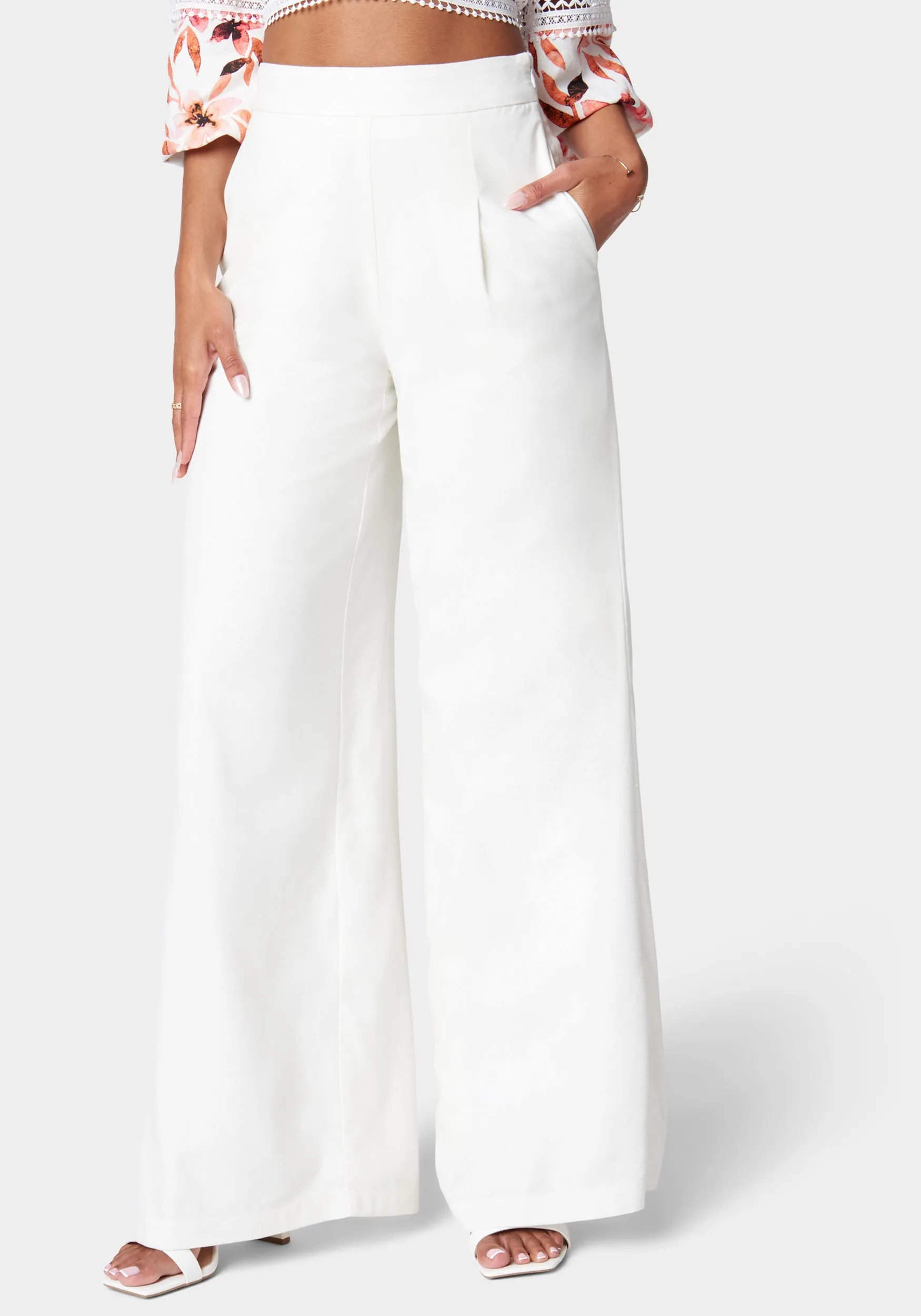 High Waist Ultra Wide Linen Pant sold by Bebe product image thumbnail 2