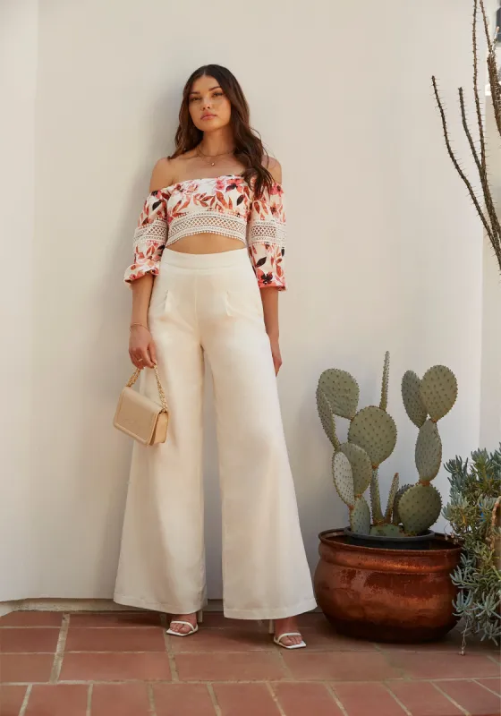 High Waist Ultra Wide Linen Pant sold by Bebe