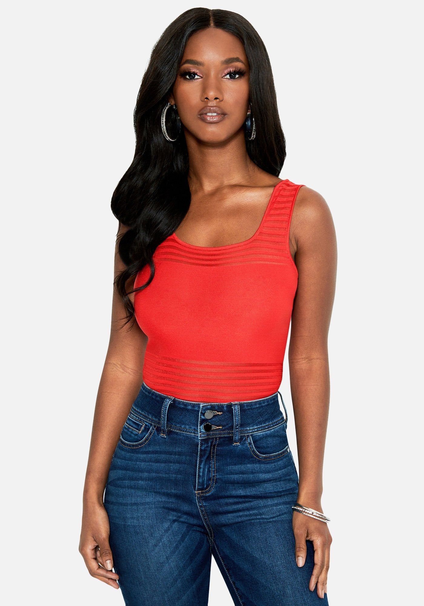 Shadow Stripe Sweater Tank sold by Bebe