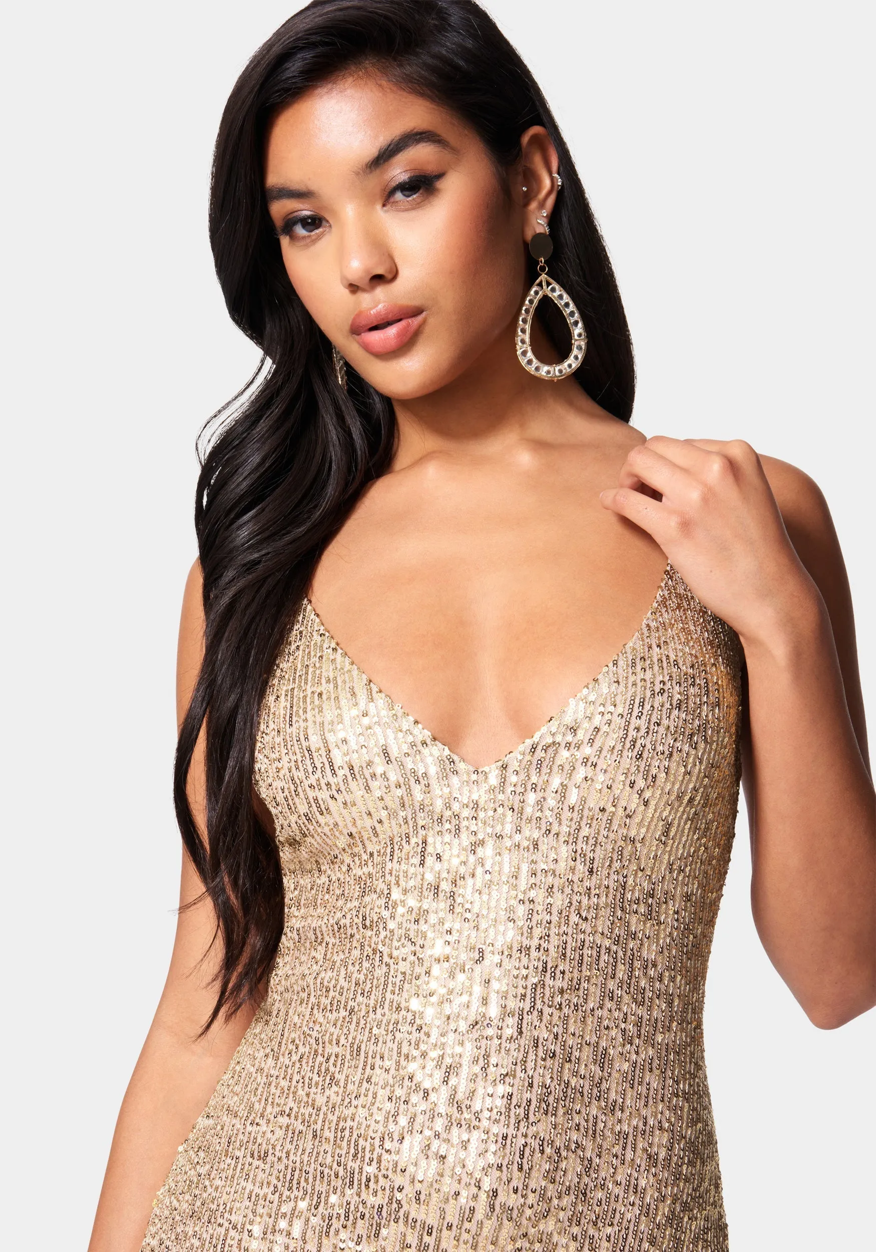 High Slit Sequin Midi Dress sold by Bebe product image thumbnail 4