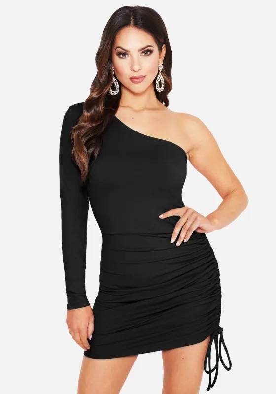 One Shoulder Ruched Dress sold by Bebe