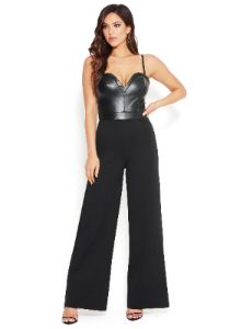 Vegan Leather Bustier Jumpsuit sold by Bebe