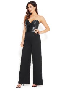 Vegan Leather Bustier Jumpsuit sold by Bebe