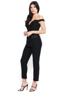Off Shoulder Blazer Jumpsuit sold by Bebe
