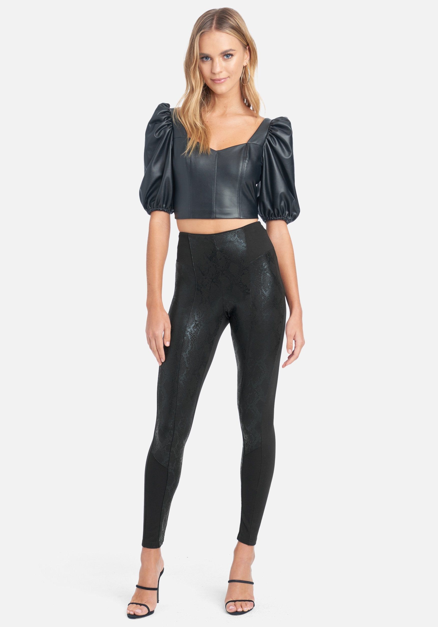 Mixed Fabric High Waist Legging sold by Bebe product image thumbnail 2