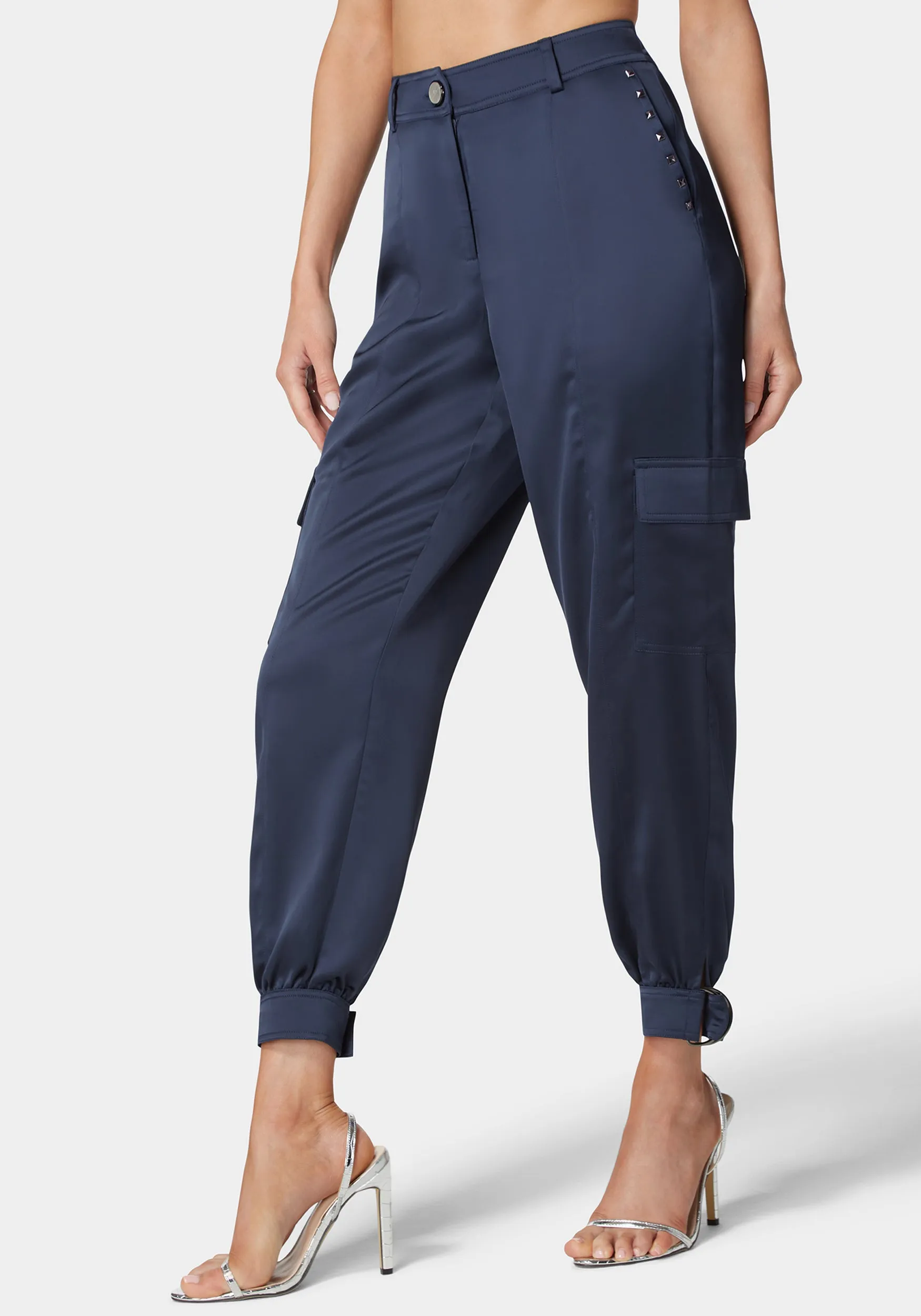 Natural Waist Stud Detail Satin Jogger Pant sold by Bebe product image thumbnail 2