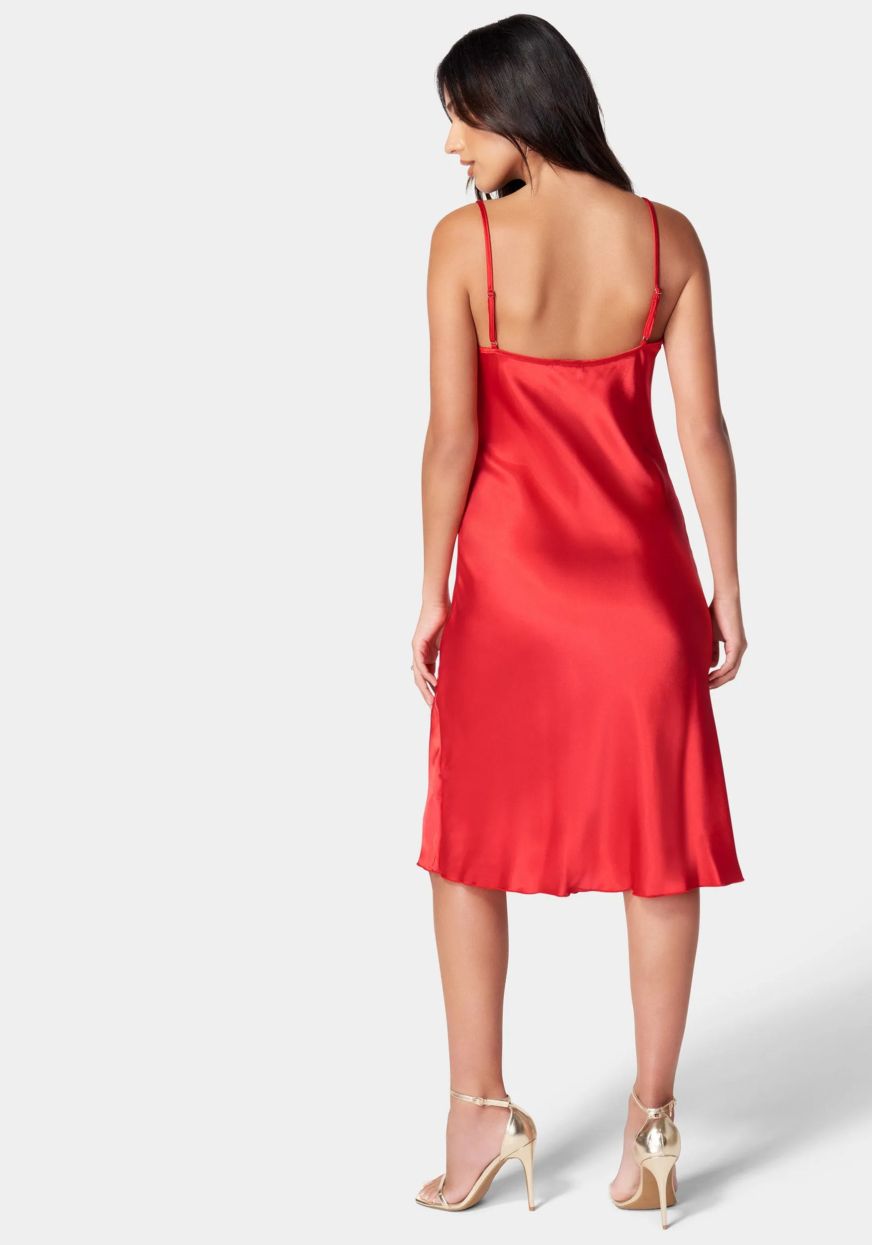 Satin Cowl Neck Slip Midi Dress sold by Bebe product image thumbnail 3