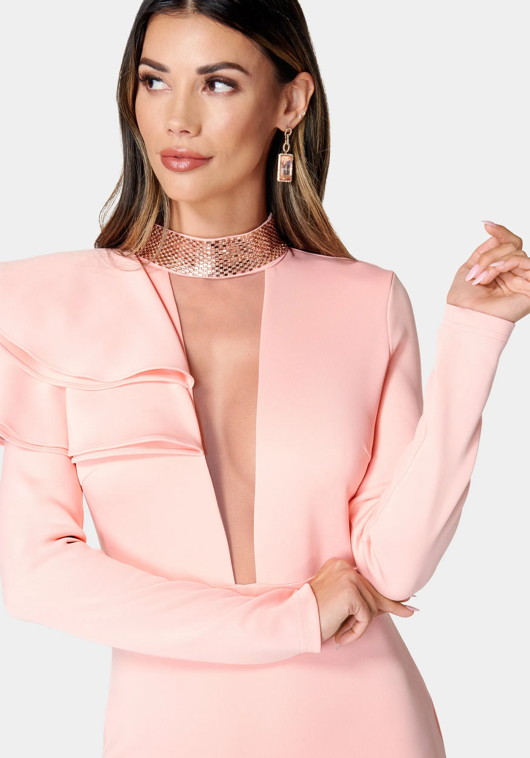 Dramatic Ruffle Plunge Dress sold by Bebe product image thumbnail 4