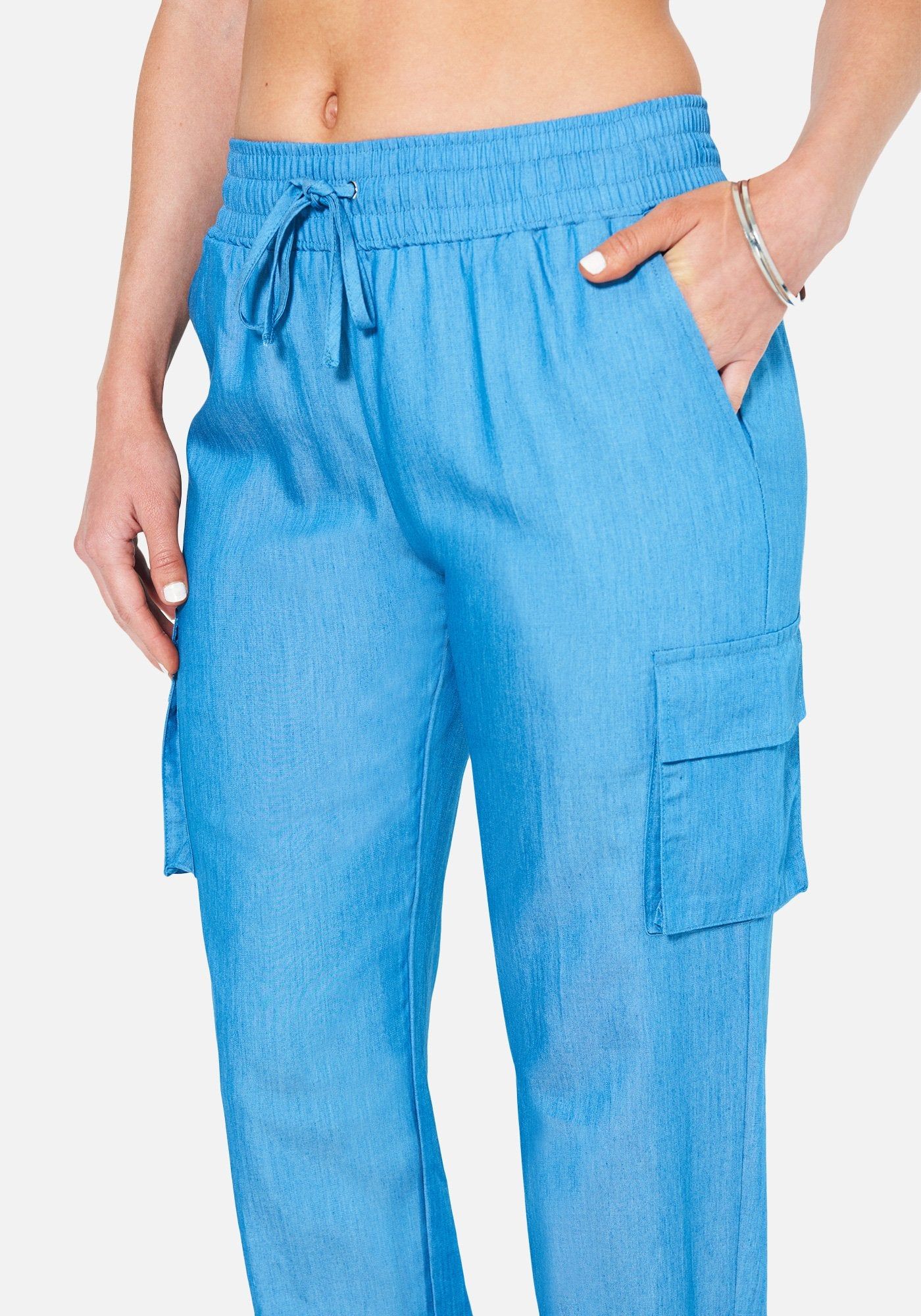 Chambray Smocked Cargo Joggers sold by Bebe product image thumbnail 4