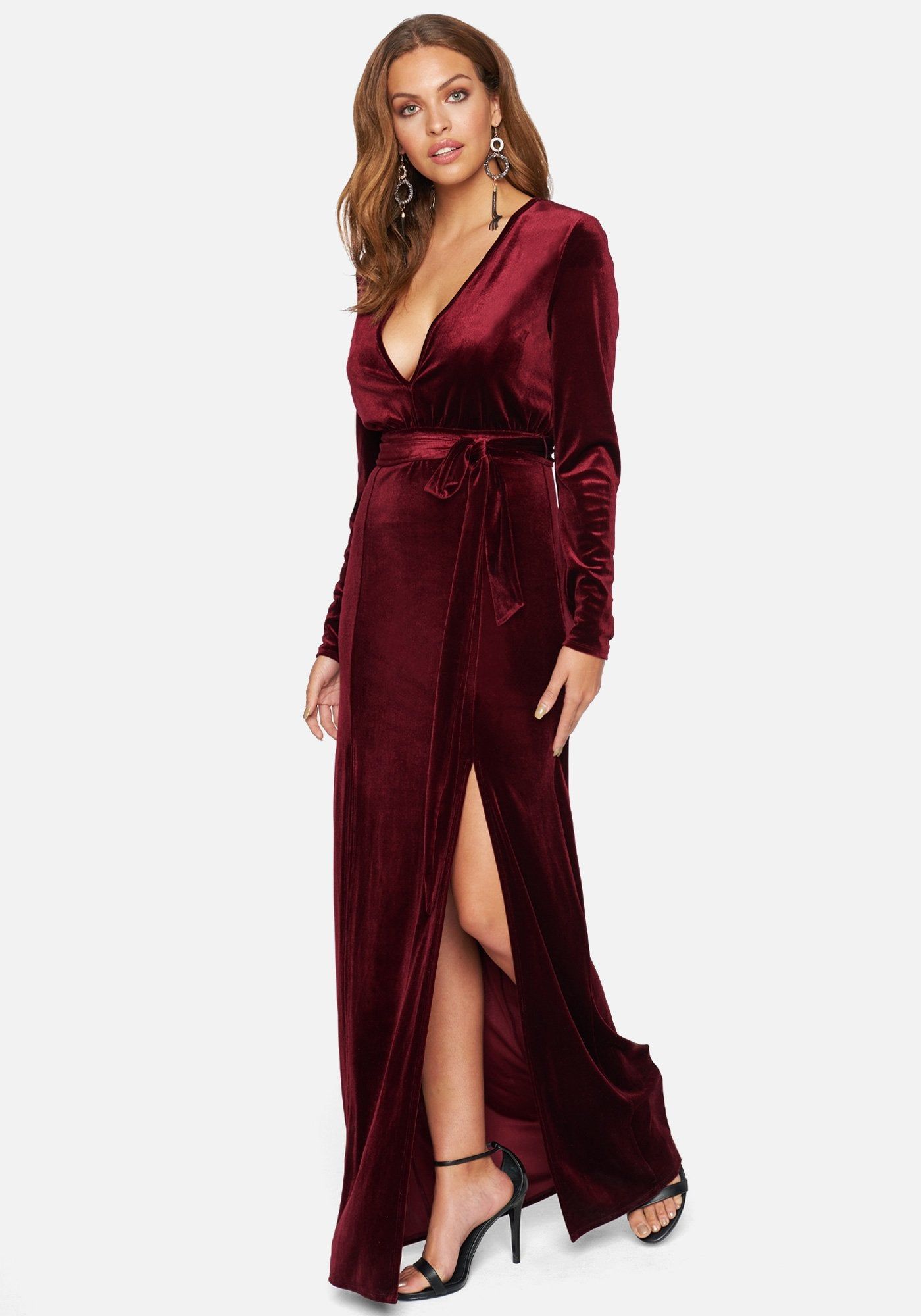 Velvet Double Slit Maxi Dress sold by Bebe product image thumbnail 3
