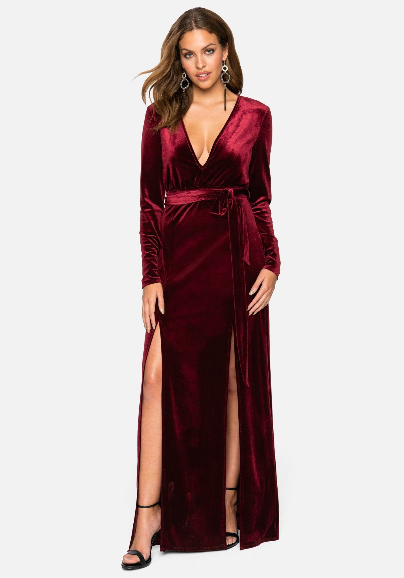 Velvet Double Slit Maxi Dress sold by Bebe