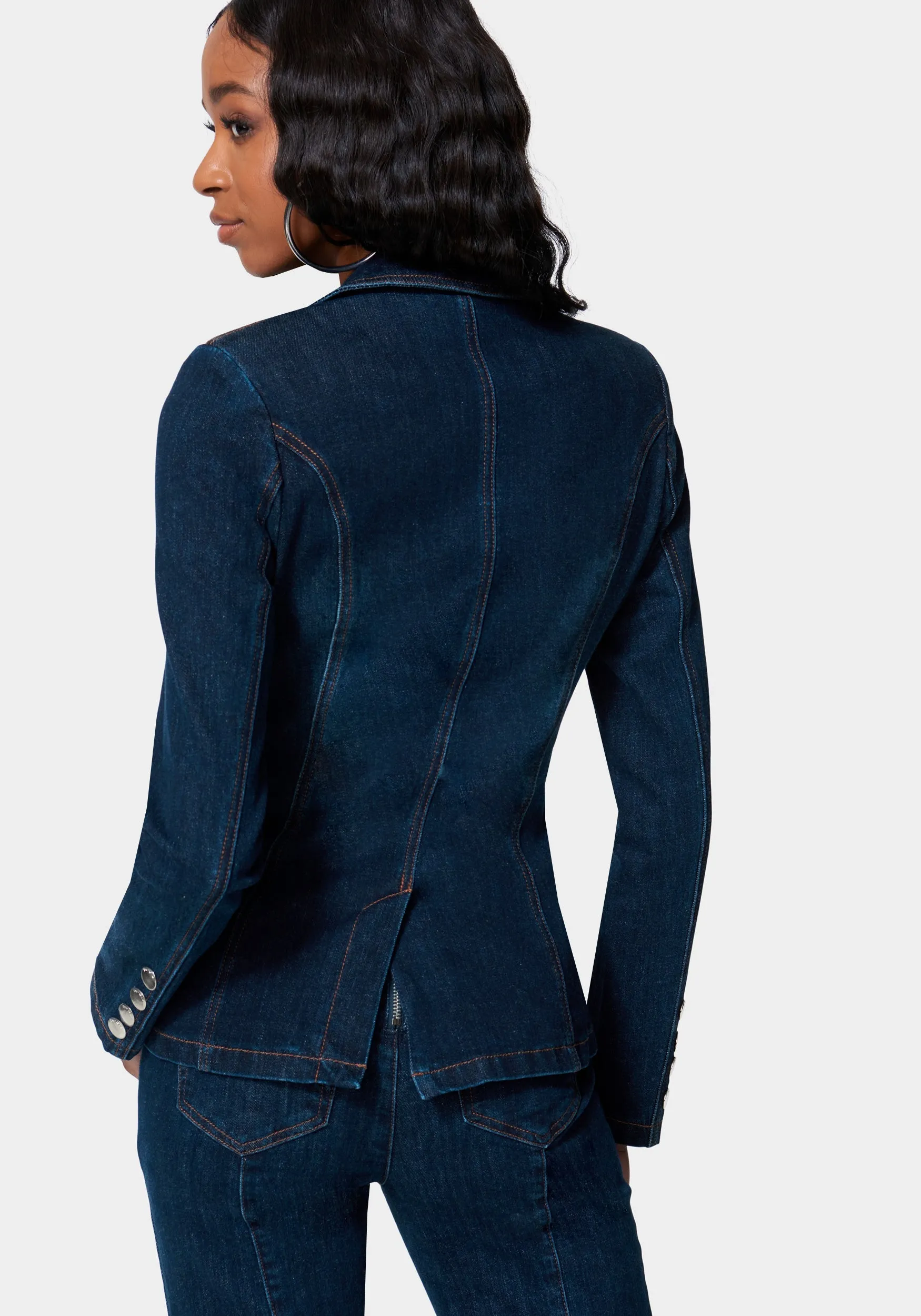 Eyelet Trim Tailored Denim Jacket sold by Bebe product image thumbnail 3