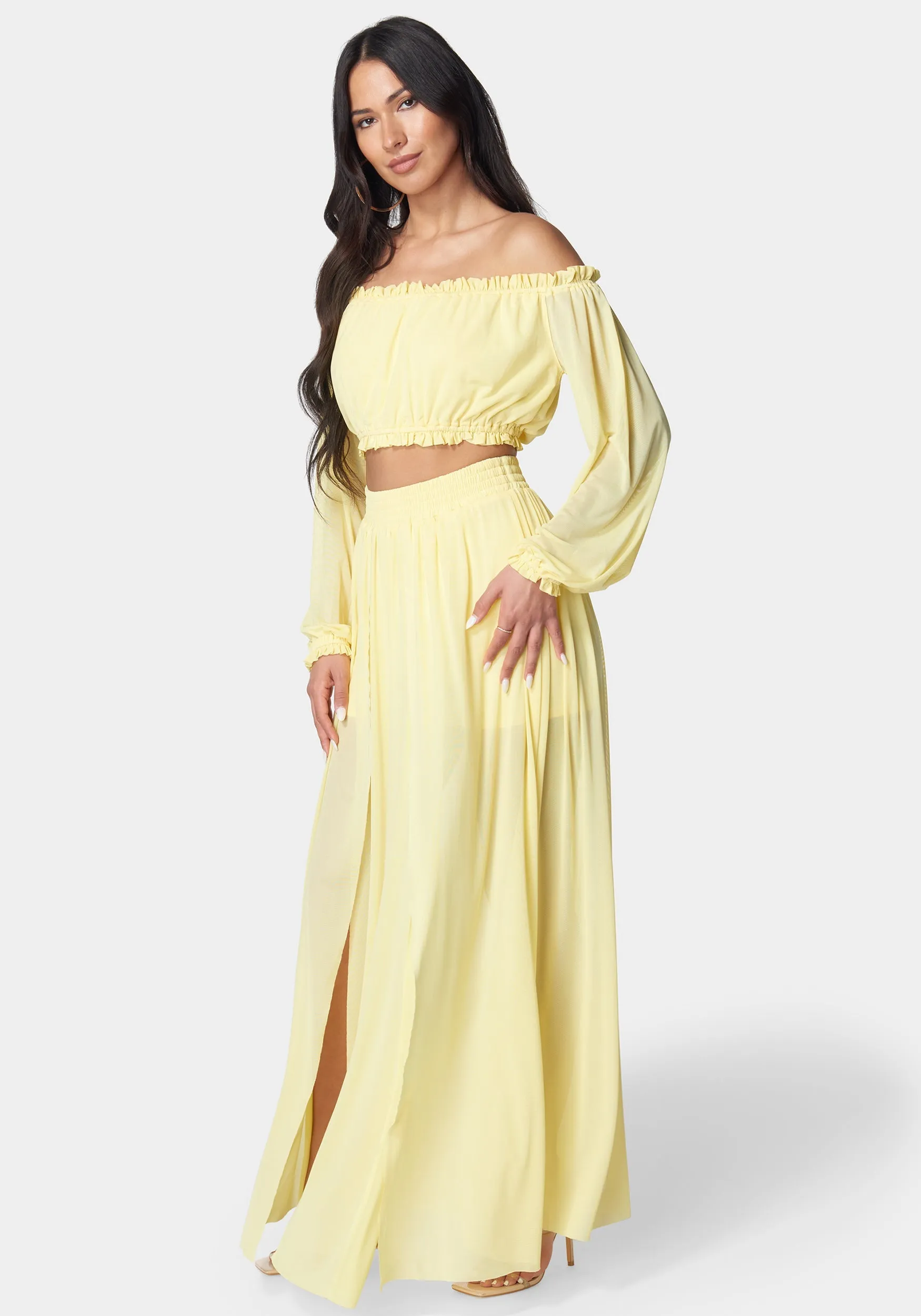 High Slit Two Piece Mesh Dress sold by Bebe product image thumbnail 2