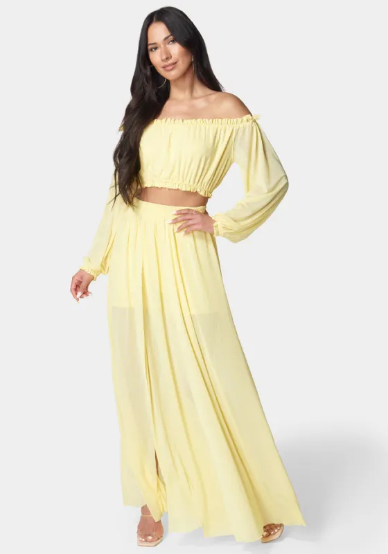 High Slit Two Piece Mesh Dress sold by Bebe