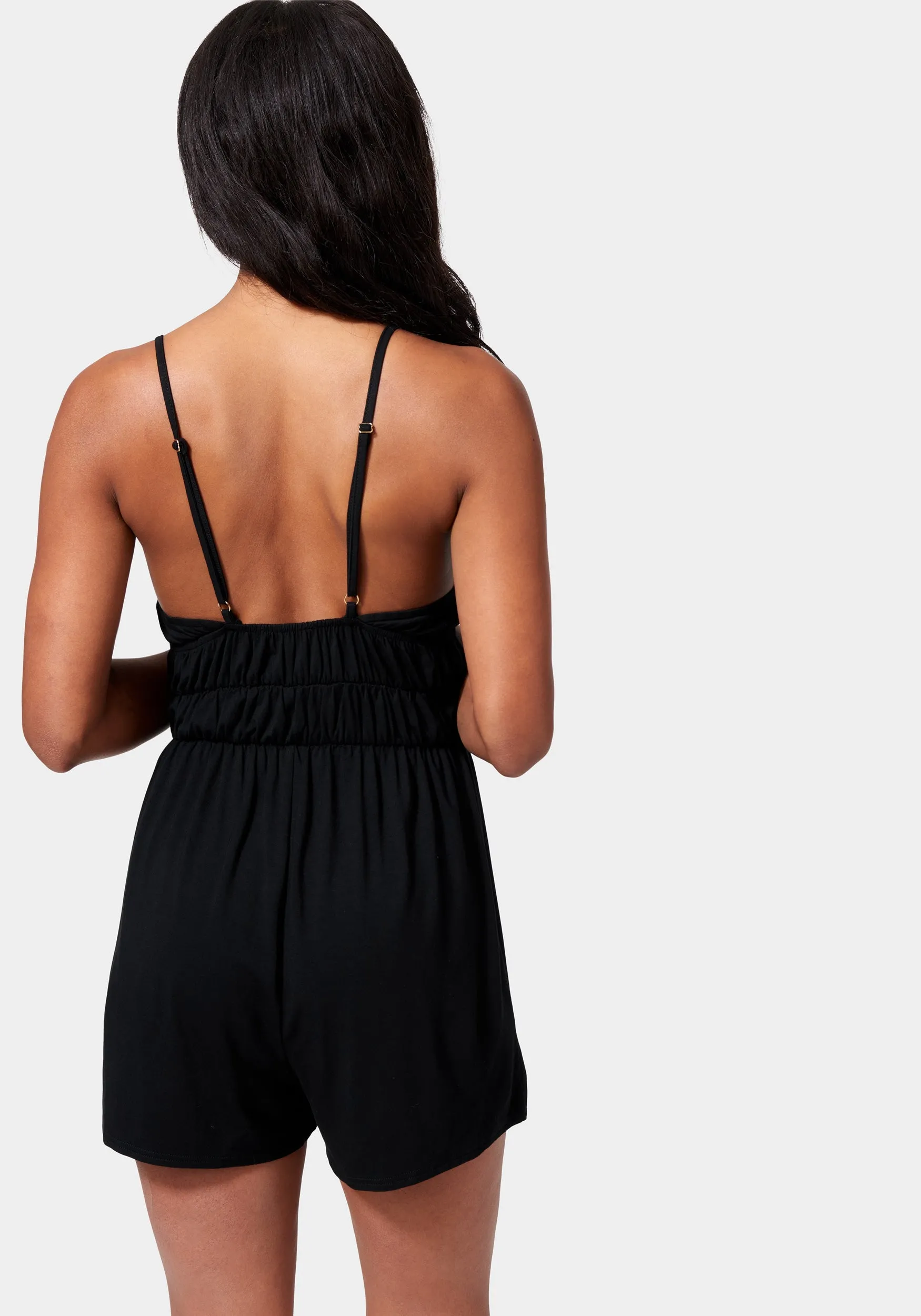 Tiered Waist Tie Front Romper sold by Bebe product image thumbnail 3